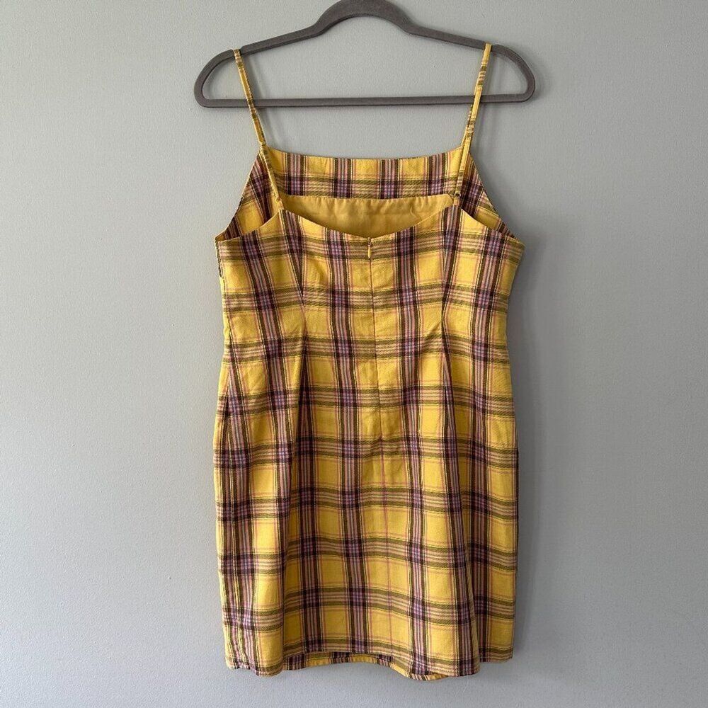 Revolve BB Dakota Slip Dress 10 Yellow Plaid Total Betty Y2K 90s Grunge Clueless - Picture 6 of 11